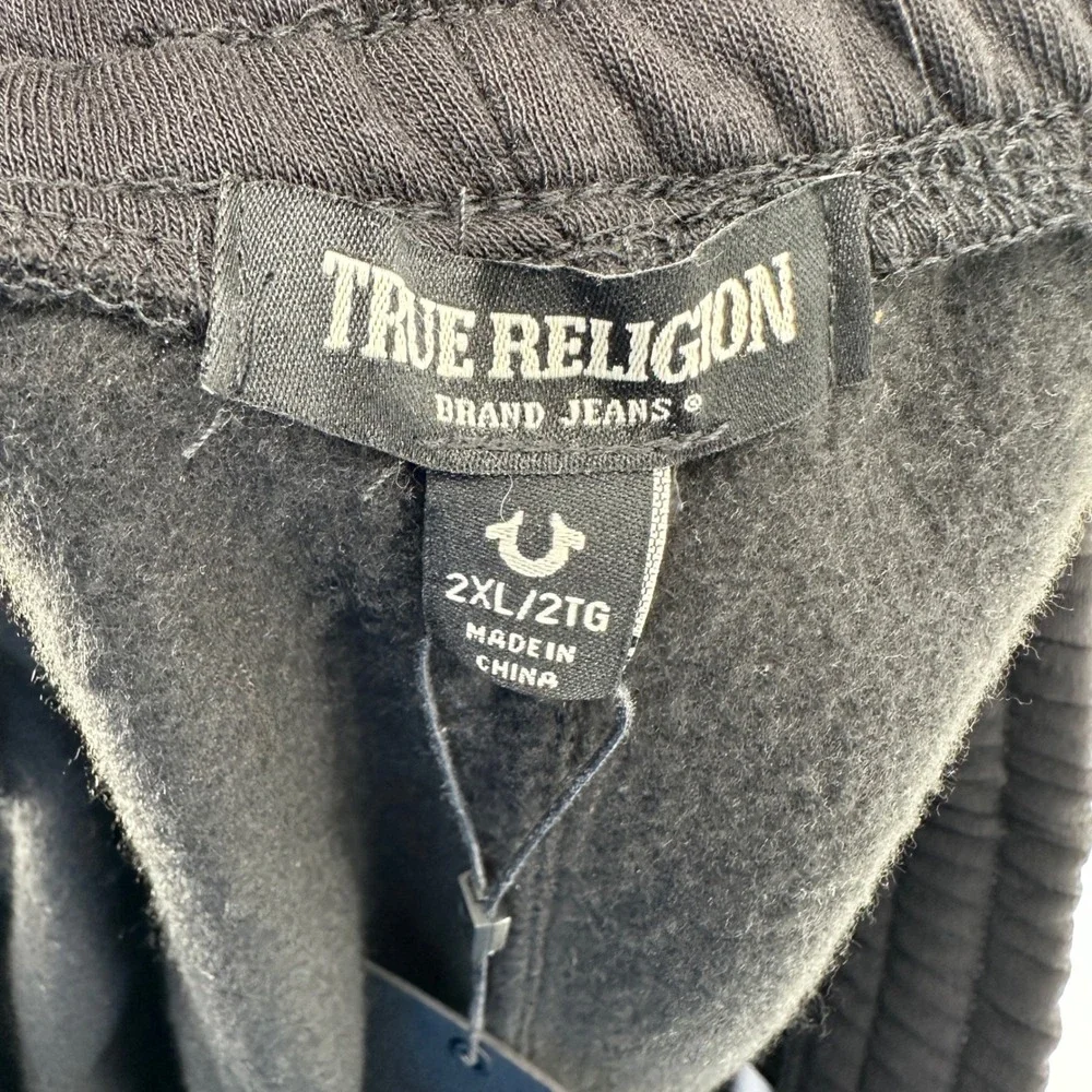 True Religion Fashion Senses Jogger Mens XXL Jet Black Solid Relaxed Fit New